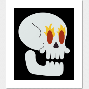 Skull with fire Posters and Art